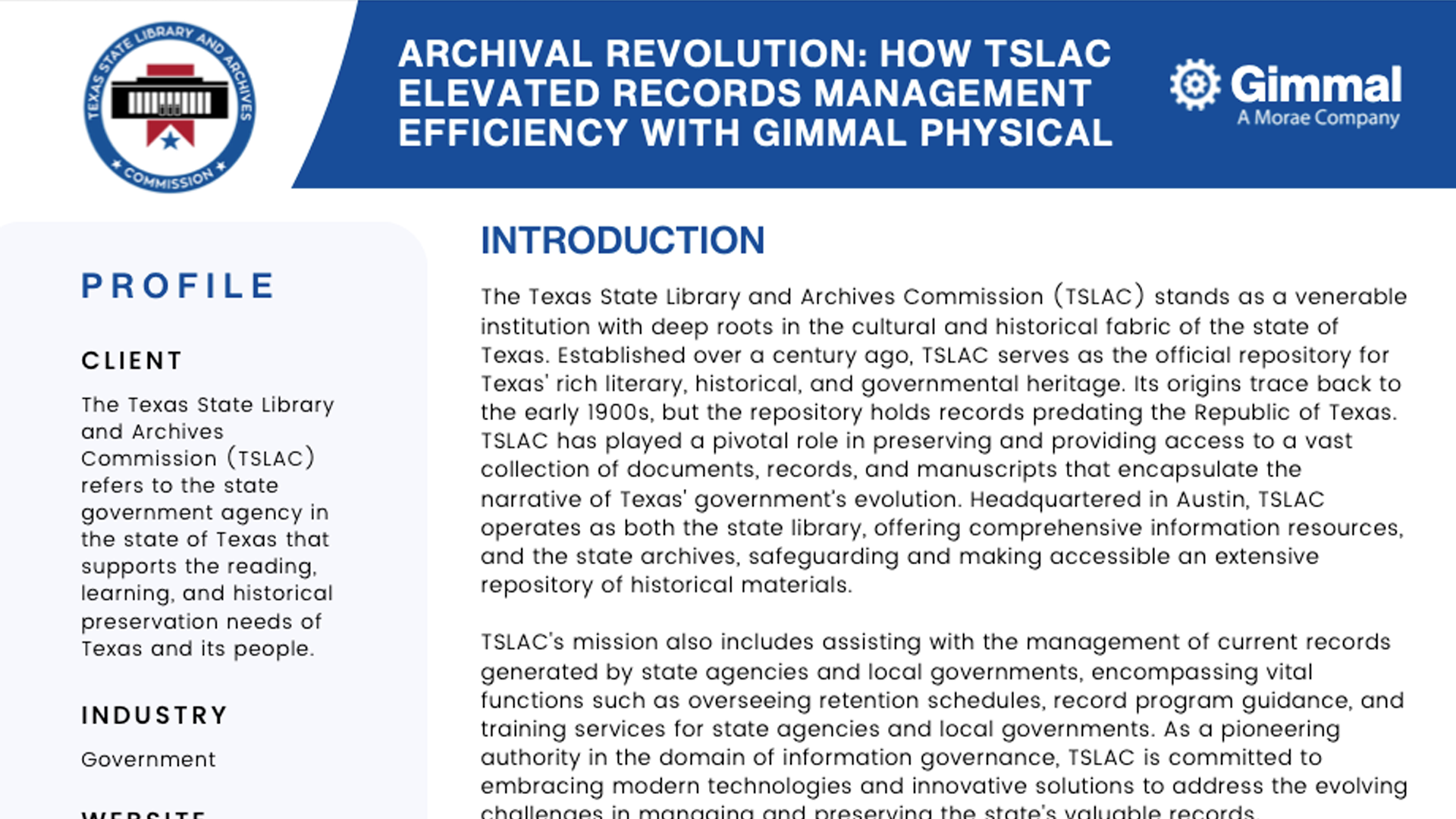 Archival Revolution: How TSLAC Elevated Records Management Efficiency with Gimmal Physical