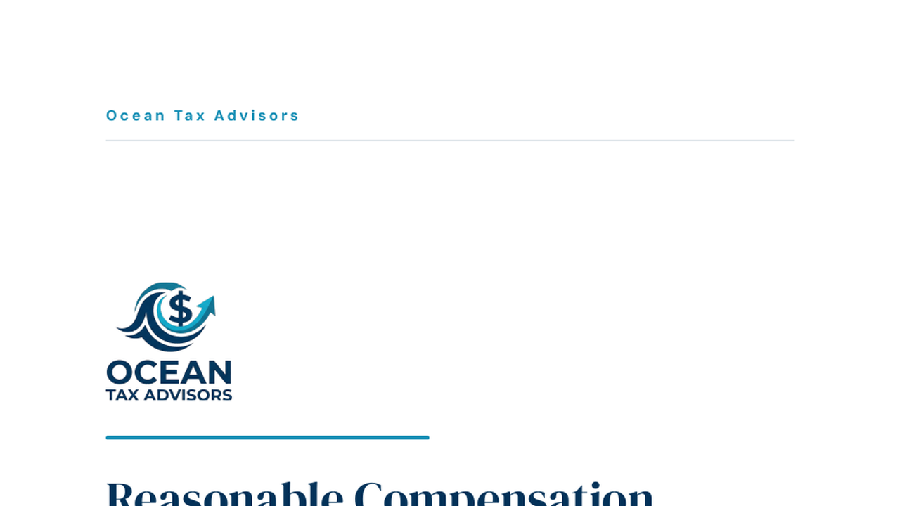 Sample Reasonable Compensation Report (S-Corp Owner)