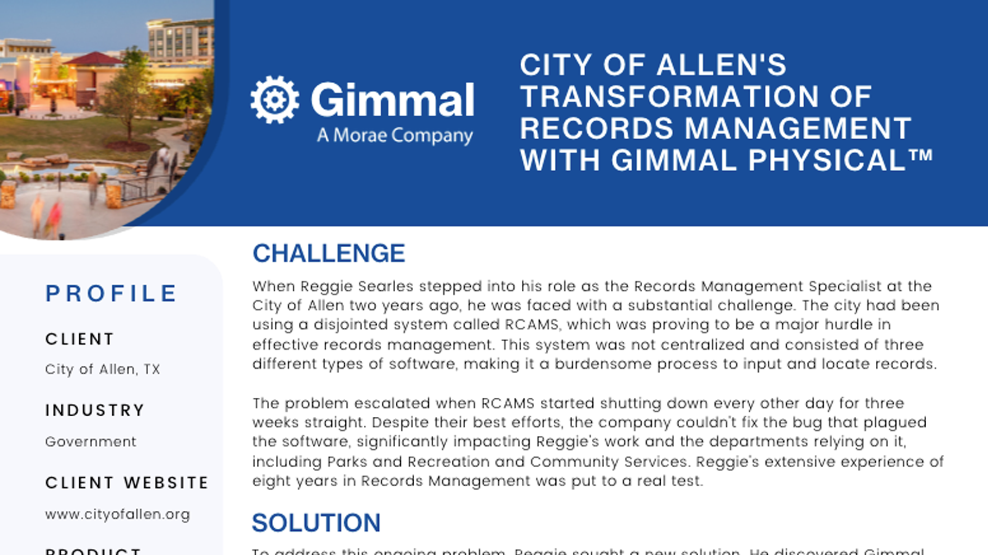 City of Allen's Transformation of Records Management with Gimmal Physical™